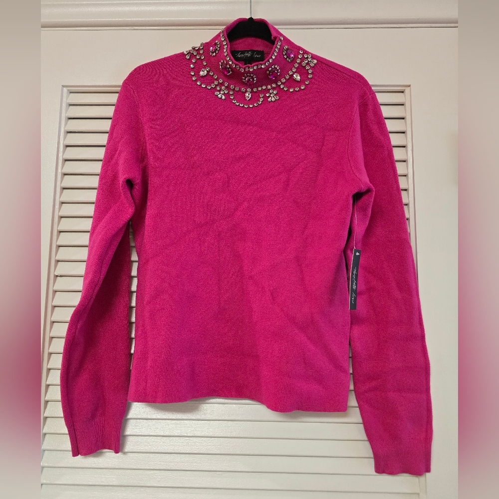 Twelfth Love - (NWT) Embellished Gem Pink Long-Sleeve Pullover Sweater